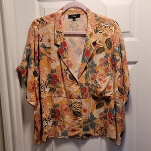 Lulu's Multicolor Floral Oversized Blouse